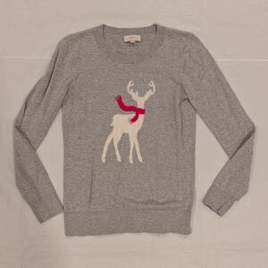 Gray Sweater with Reindeer Design